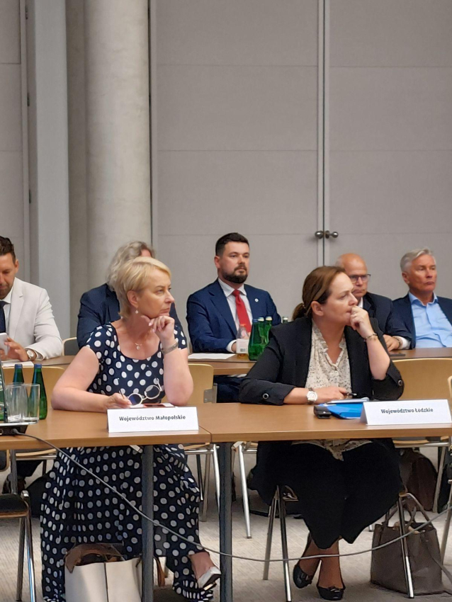 Kilka osób na spotkaniu w sali konferencyjnej