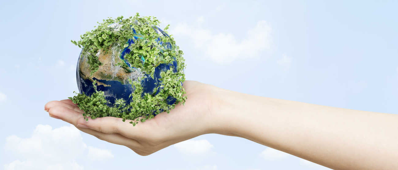 dłoń trzymająca kulę ziemską 